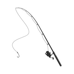 Premium Fishing Rod Vector Illustration, Professional Fishing Rod Graphic, Detailed Fishing Rod Vector Artwork, Elegant Fishing Equipment Vector Graphic, High-Quality Fishing Rod Vector Design - obrazy, fototapety, plakaty
