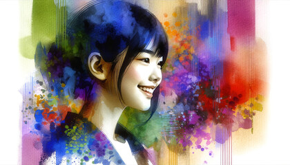 watercolor painting of a woman