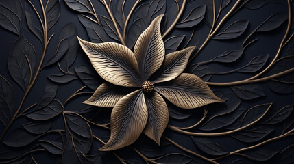An exquisite close-up of a gold flower on a black background, showcasing beautiful art in UHD 4K resolution with golden flowers and intricate details