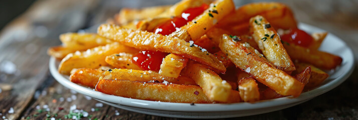 Potato fries on white plate