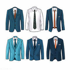 set of suit illustration vector on a white background