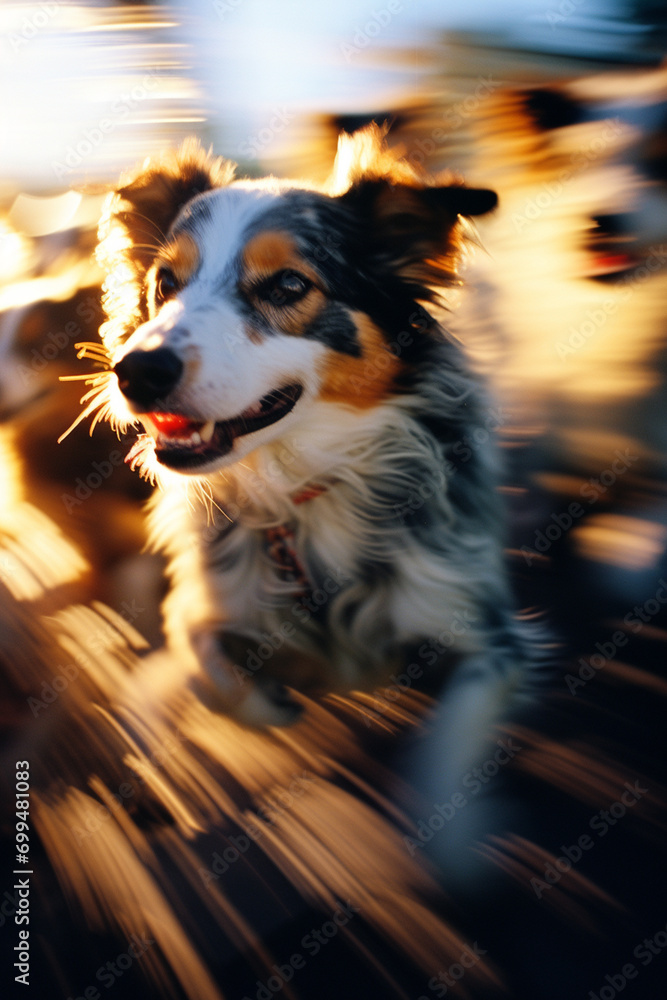 Aufkleber Racing dogs in a blur of dynamic motion, forming abstract patterns that emphasize the agility and responsiveness of the competitors.