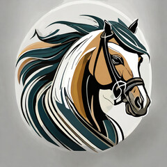 Racing horse logo icon isolated on white background - obrazy, fototapety, plakaty
