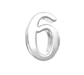 3D Silver Number 6