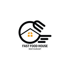Black yellow minimalist fast food house logo