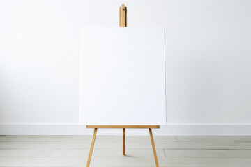 Studio easel art canvas wooden artist background empty billboard white blank - obrazy, fototapety, plakaty