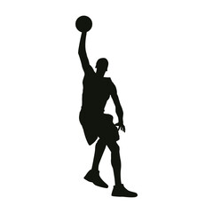 Basketball Player Silhouette Black and White Detailed Pose Vector Isolated