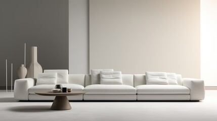 Stylish White Sofa in a Minimalist Living Room with Elegant Home Accents