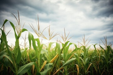 Obraz premium cornfield with dark clouds gathering overhead