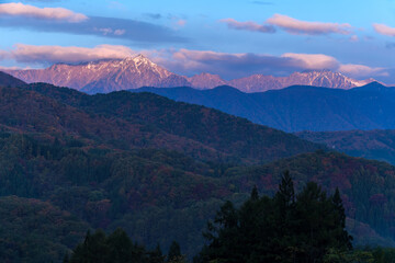 北アルプスの朝焼け