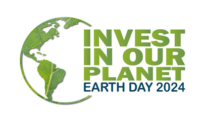 Earth day concept. eco friendly design. Earth map shapes with green leaf and shadow. Save the Earth concept. Happy Earth Day, 22 April.