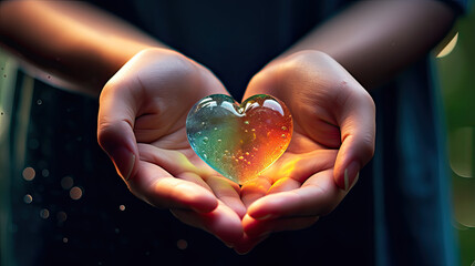 Colourful heart in hand