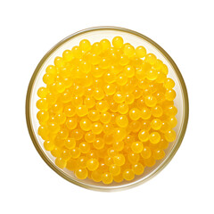  A bowl of Mango Yellow Jelly Ball Pearls isolated on transparent background