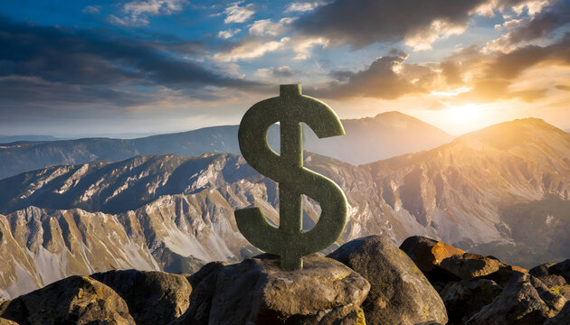 Dollar Value Business Concept. Currency Fluctuation Chart And Balanced Gold Bars And Dollar On A Scale. Global Economy And Finance. 