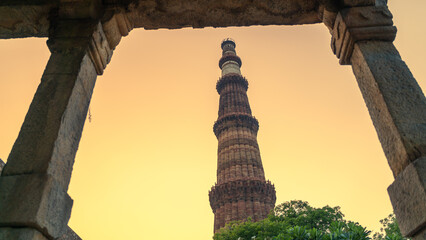 Qutab Minar located in New Delhi India, also known as Qutb or Qutub Minar, UNESCO world heritage...