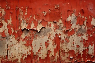 Old red paint rotten wood texture