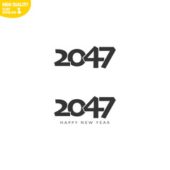 Creative Happy New Year 2047 Logo Design