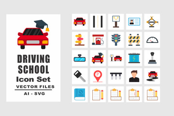 Driving School Set File - obrazy, fototapety, plakaty