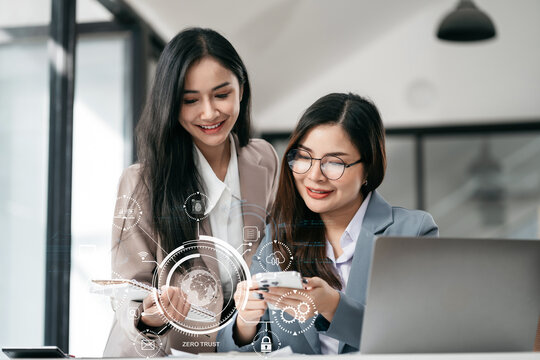Network security system. Personal Data information on Tablet.Information and cyber security Technology Services. Cybersecurity and business data management concept.