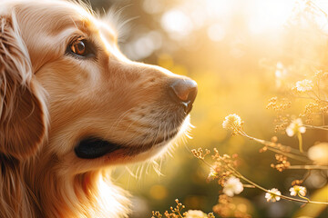 Close up portrait of a golden retriever  dog 