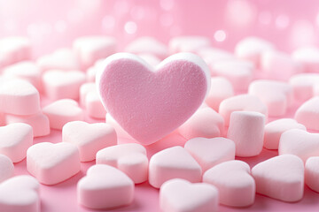 Obraz premium heart shaped candies, white and pink 