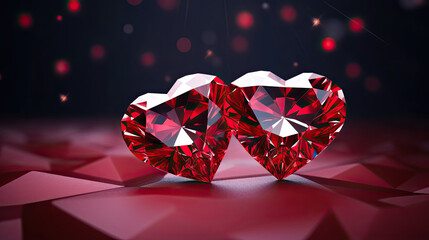 two  red heart-shaped diamonds 