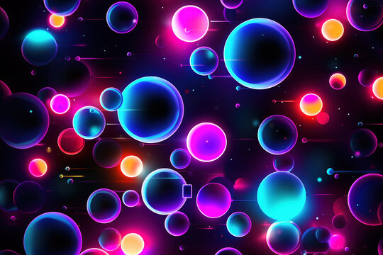 neon geometric a lot of Balls shiny style abstract background