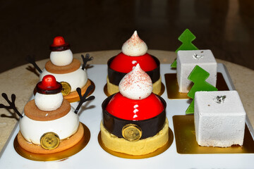 Beautifully decorated Christmas dessert on plate