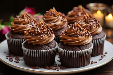 Dark chocolate cupcakes with chocolate ganache frosting