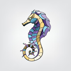 Vector illustration of isolated cartoon seahorse