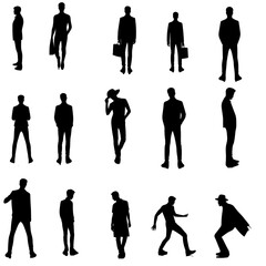 set of silhouettes of man,  set  of silhouette of  business man