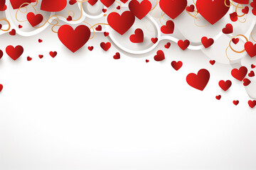 Valentine's day concept,white background with space for text and red hearts