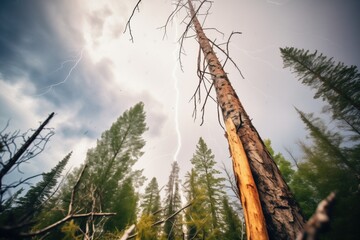 jagged lightning splitting the forest sky