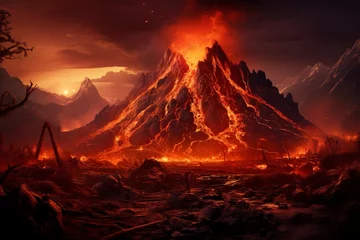 Poster Baksteen Volcano arenal, active lava flow