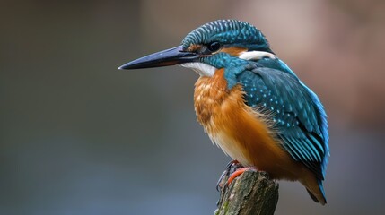European Kingfisher close-up shot, a stunning bird identified as Alcedo atthis, captured in its natural surroundings