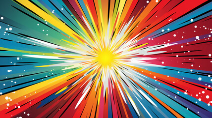 Colorful magic strip radial backdrop pop art background 16-9 ratio