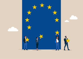 Introduction in European Union or EU Exit. European Commission. Flat vector illustration