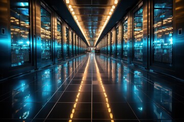 Fototapeta premium the corridor of a modern data center