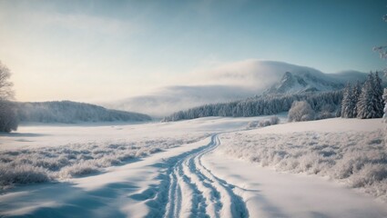 Fototapeta na wymiar winter road in the mountains