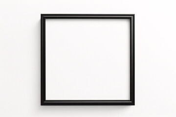 Lienzo en blanco vacío con marco decorativo negro sobre una maqueta de fondo blanco - obrazy, fototapety, plakaty