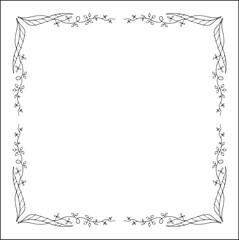 Vegetal floral frame with tropical leaves and flowers, decorative corners for greeting cards, banners, business cards, invitations, menus. Isolated vector illustration.	
