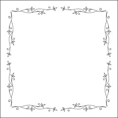 Vegetal floral frame with tropical leaves and flowers, decorative corners for greeting cards, banners, business cards, invitations, menus. Isolated vector illustration.	
