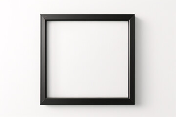 Lienzo en blanco vacío con marco decorativo negro sobre una maqueta de fondo blanco - obrazy, fototapety, plakaty