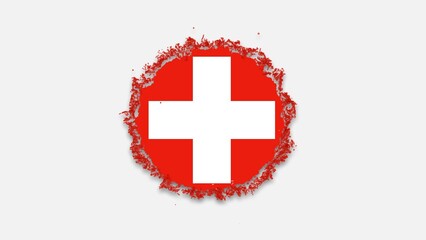 Bubbles in red and white colors formed round form flag of Switzerland. Isolated on white background with alpha channel.