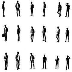 set of silhouettes of people .set of silhouettes  of bussiness people