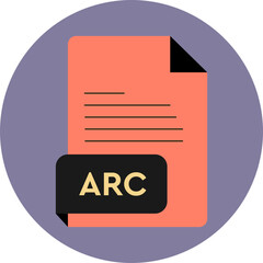 ARC File Extension  icon purple and light color  Crisp Corners  circular shape
