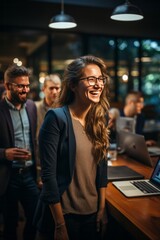 Software developer presenting a groundbreaking HTML code feature to a diverse team of excited colleagues, Generative AI
