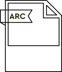 ARC File format icon  black outline and light color text