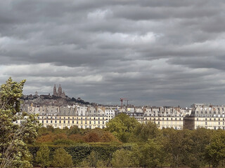 Cityscape of  Paris, France, with Montmartre in the background