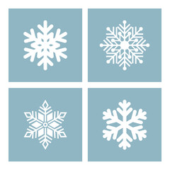 Snowflakes symbol set. Ice crystals icon. Quadruple snowflake vector illustration
